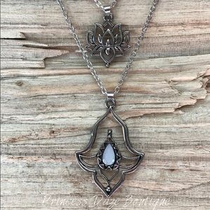 Unique Boho Lotus Double‎ Chain Necklace